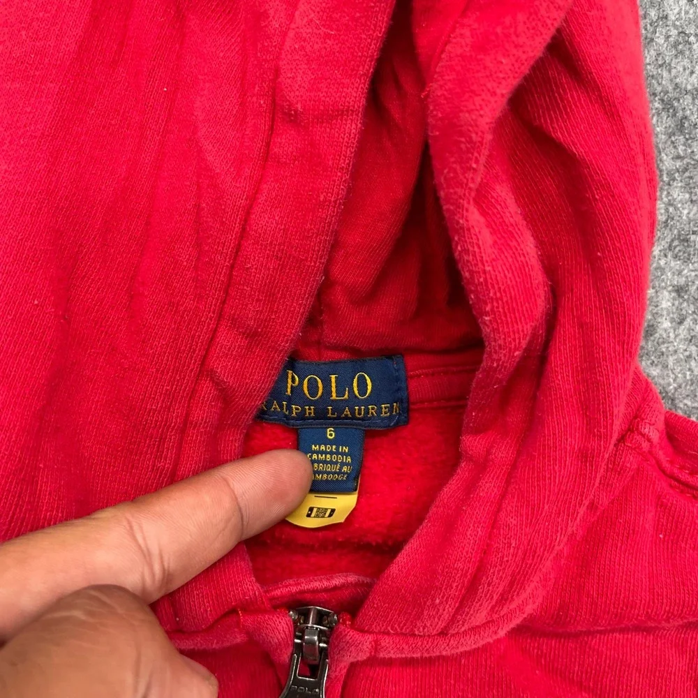 Polo Ralph Lauren Hoodie Boys Red Zip and Gray Joggers Tracksuit Set Size 6